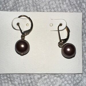 Chic Gold and Mauve Pearl Earrings